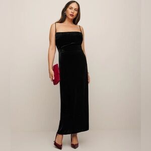 Reformation Frankie Black Velvet Dress